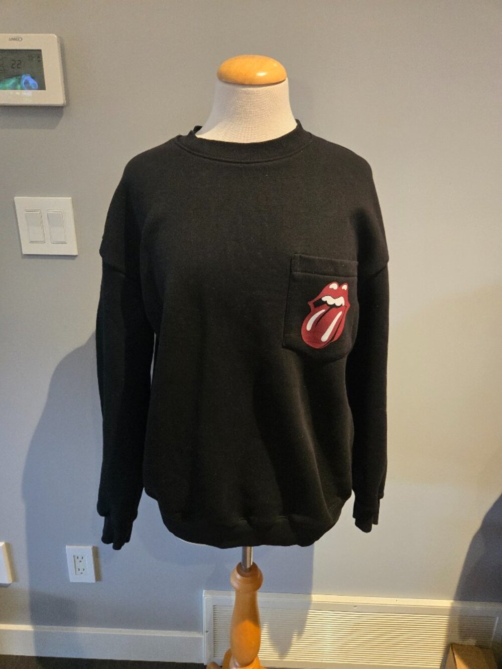 Zara The Rolling Stones Graphic Pocket Sweatshirt | Size Large | Black